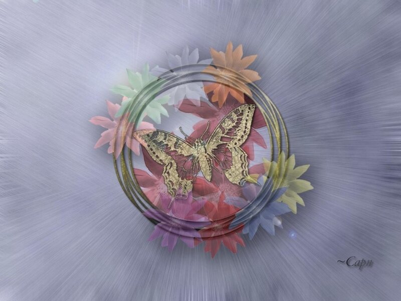 Butterfly in Floral Wreath — Purple