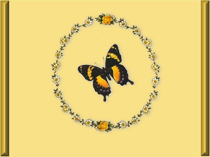 Butterfly in Floral Wreath — Yellow