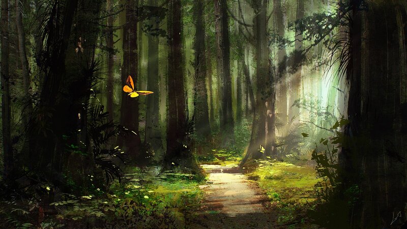Butterfly in Forest — Green