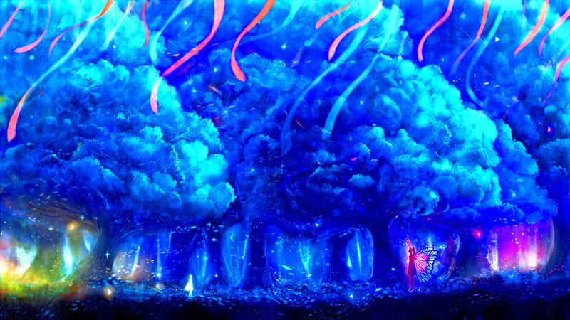 Butterfly in Glowing Forest