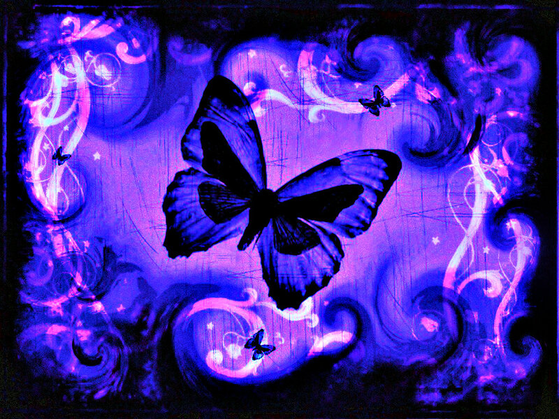 Butterfly in Purple Swirls