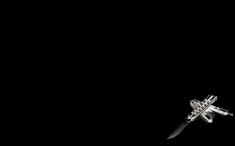 butterfly knife on black background