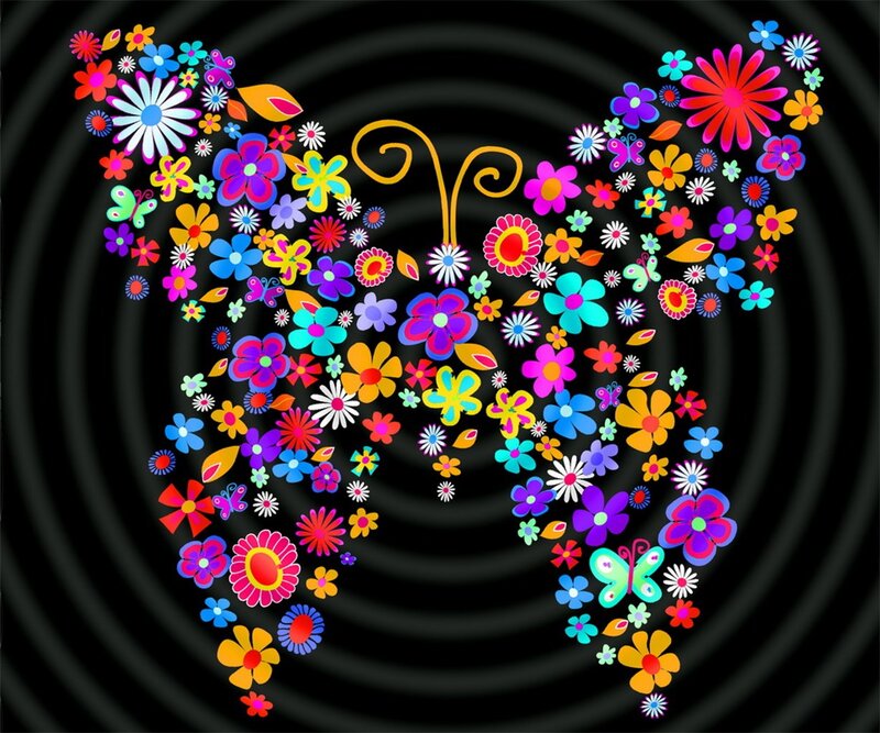 Butterfly Made of Flowers — Black
