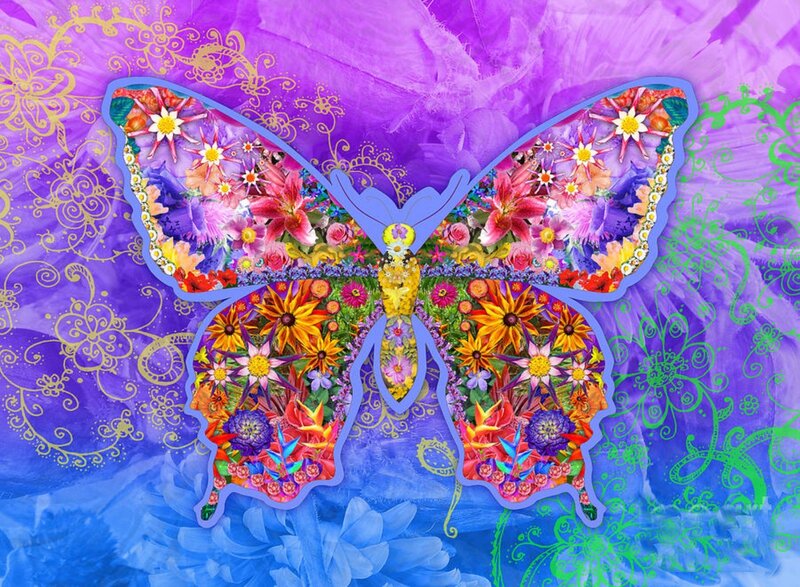 Butterfly Made of Flowers — Purple