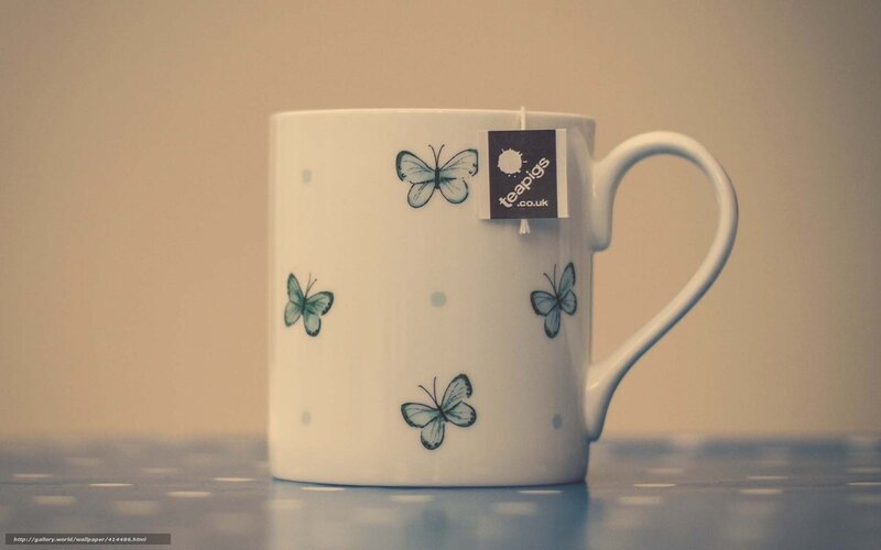 Butterfly Mug with Tea Bag — White, Calm