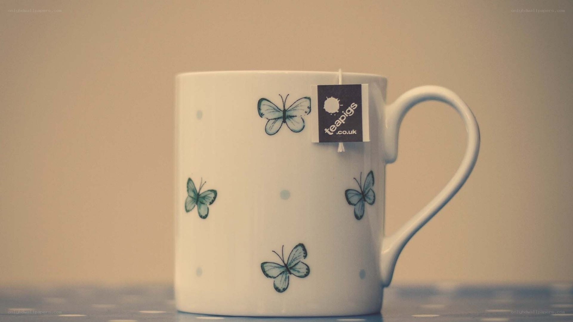 butterfly mug with tea bag