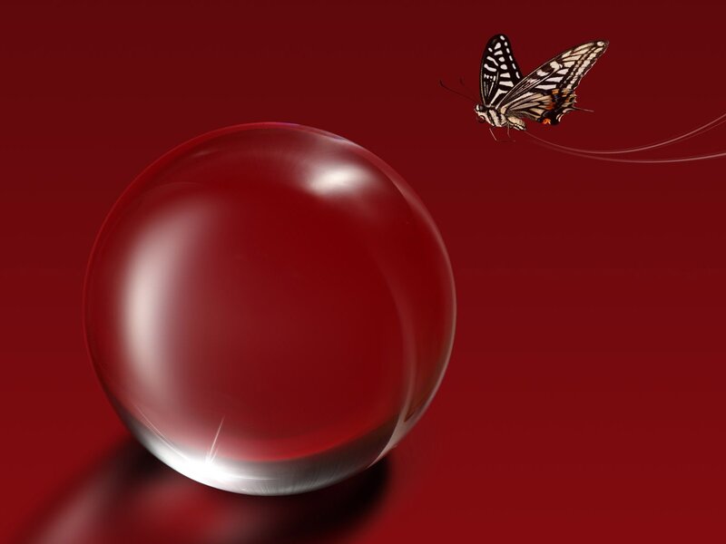butterfly near crystal ball