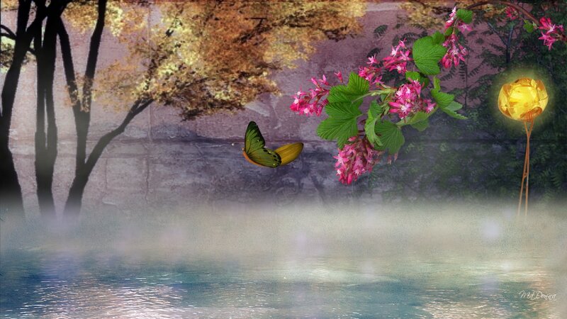 Butterfly Near Flowers — Green