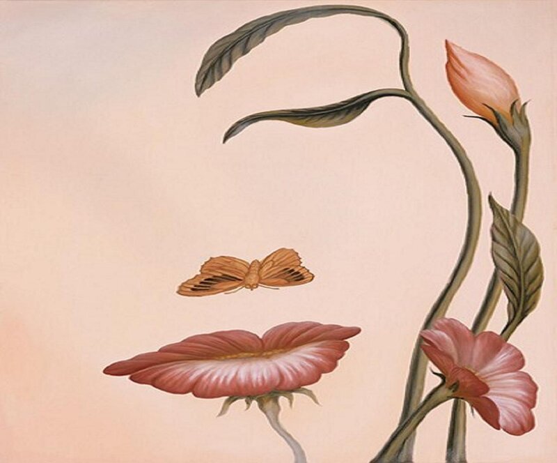 Butterfly Near Flowers — Pink