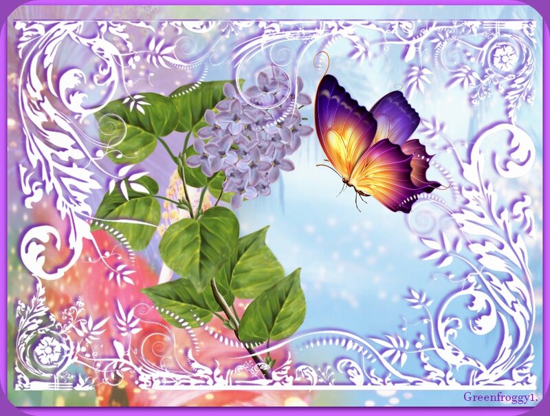 Butterfly Near Lilac Flowers
