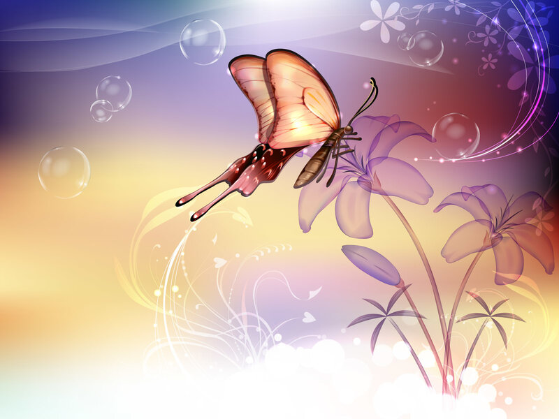 Butterfly Near Purple Flowers — Serene