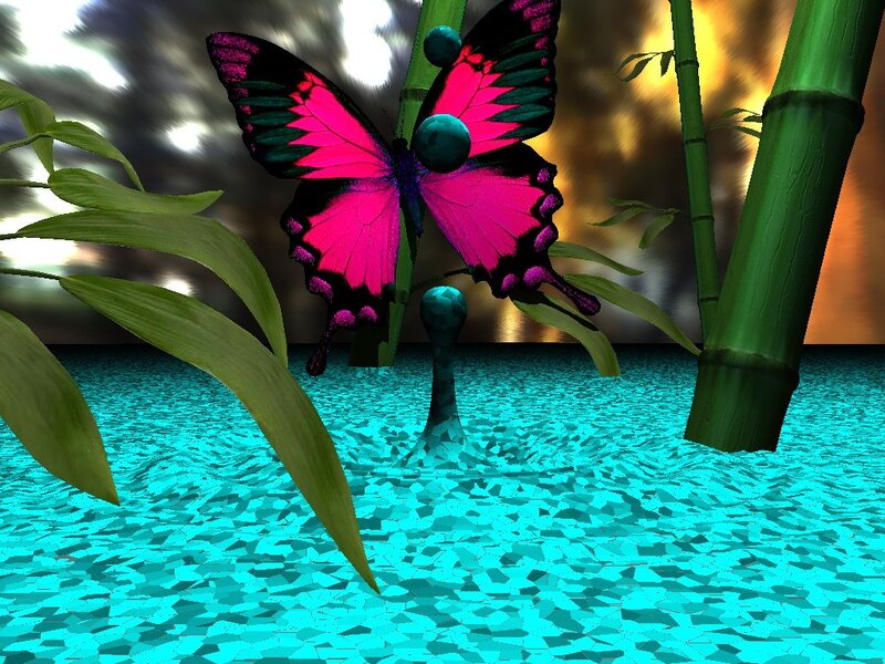 butterfly on bamboo stem