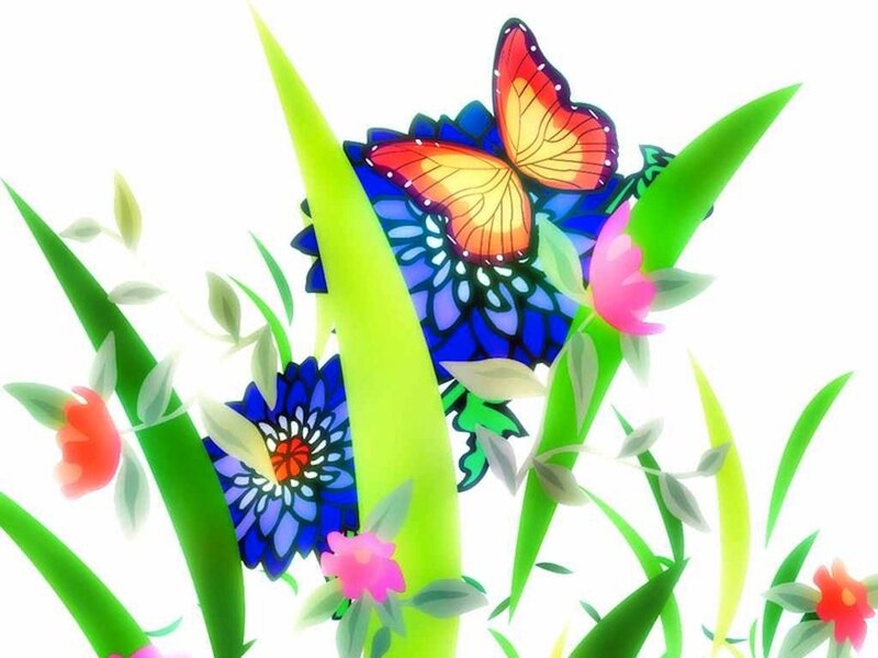 Butterfly on Blue Flower — Serene