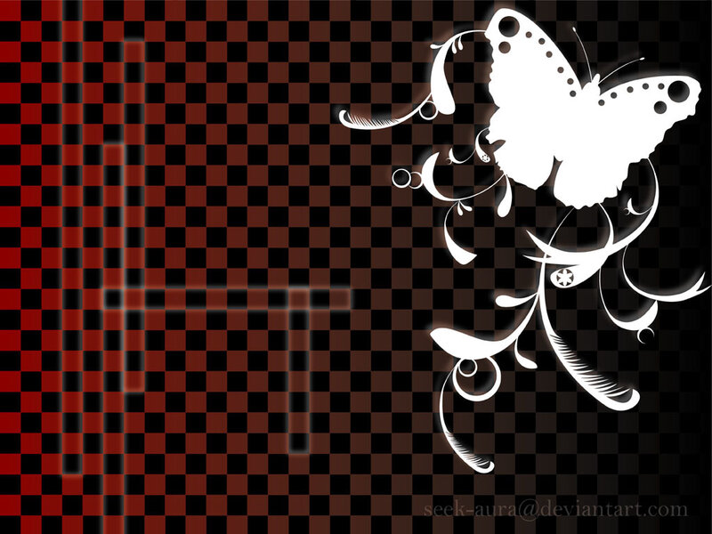 butterfly on checkered background
