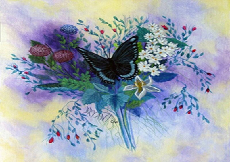 butterfly on floral bouquet