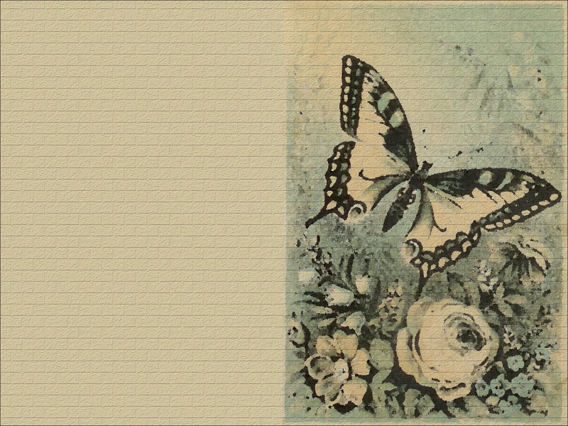 Butterfly on Flowers — Beige