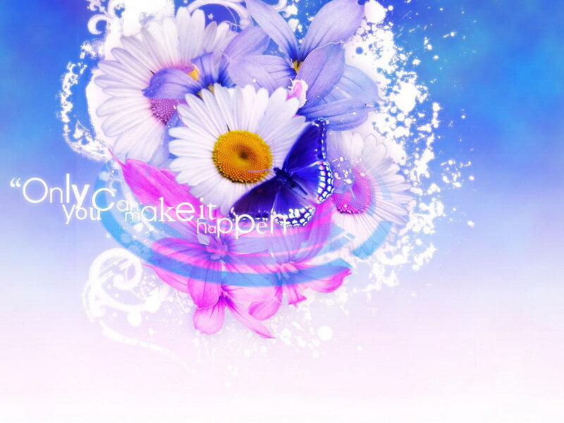 Butterfly on Flowers — Blue, Dreamy