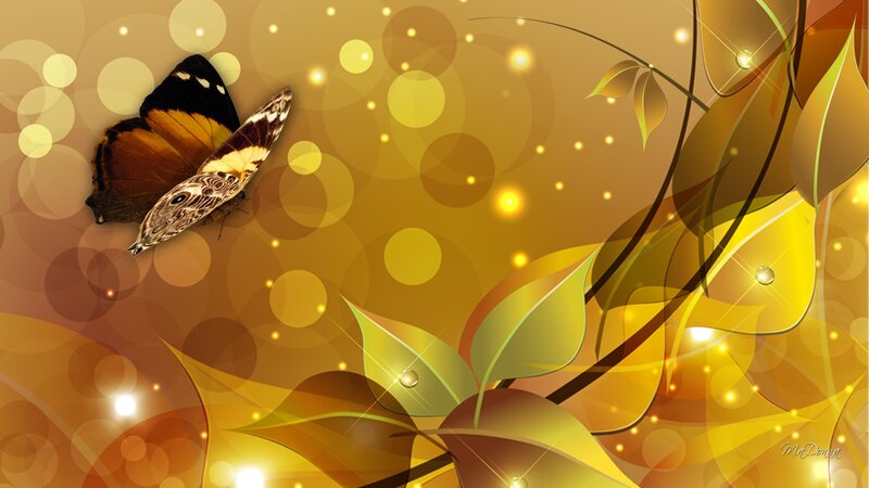 Butterfly on Golden Leaves