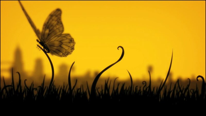 Butterfly on Grass — Yellow
