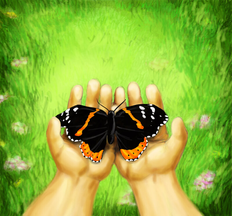 Butterfly on Hands — Green