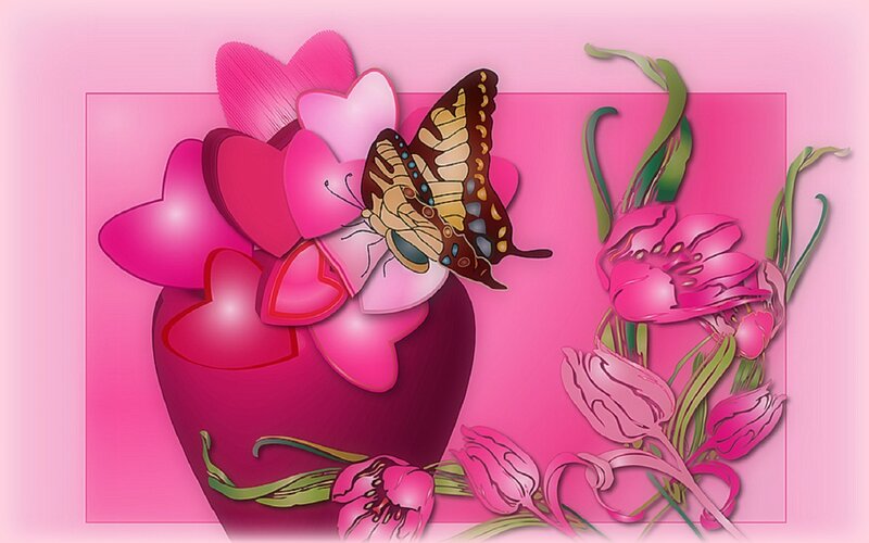 Butterfly on Heart Vase
