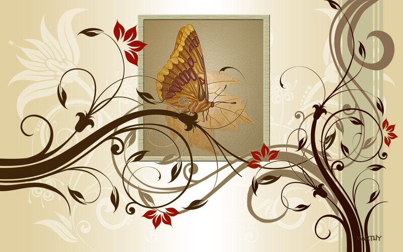 Butterfly on Leaf — Beige