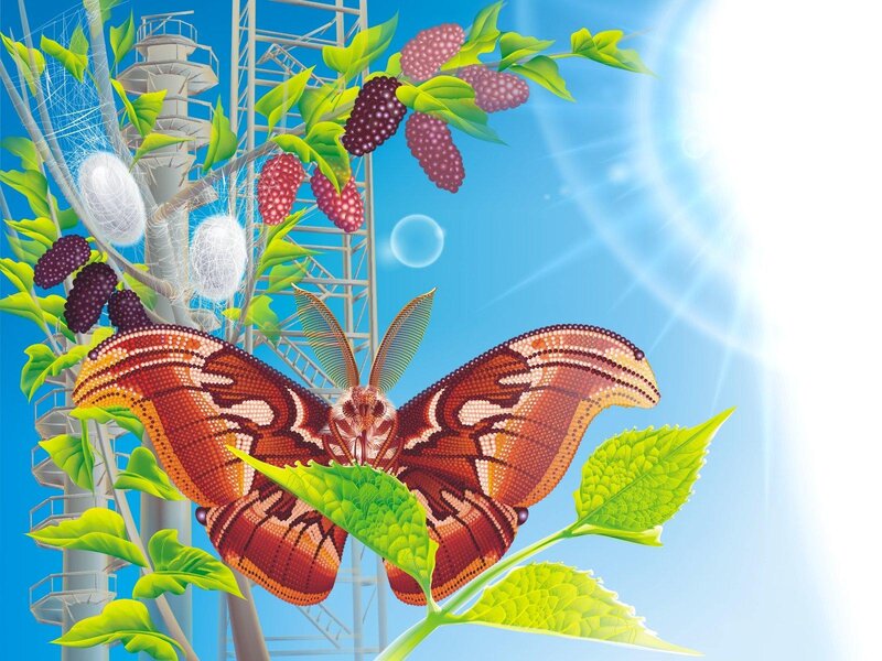 Butterfly on Leaf — Blue, Serene