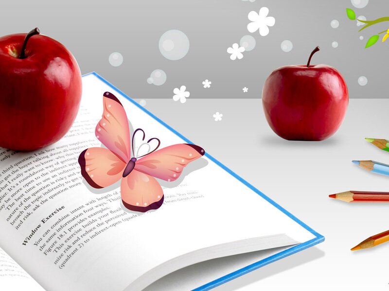 Butterfly on Open Book — White