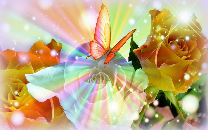 Butterfly on Roses — Yellow