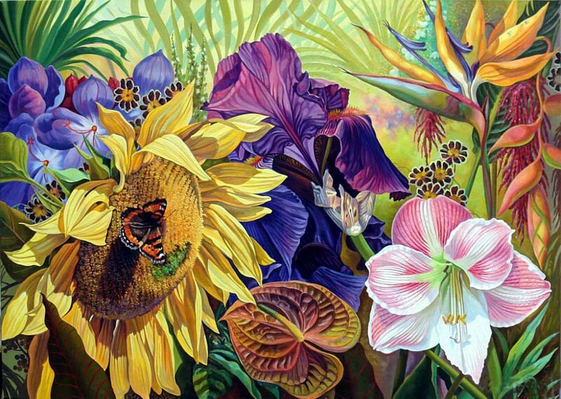 Butterfly on Sunflower — Yellow, Vibrant
