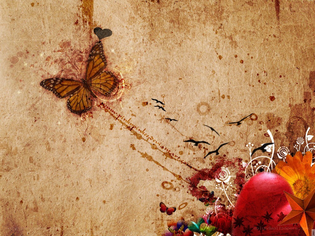 butterfly on vintage paper