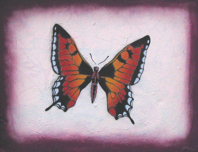 Butterfly on Wall — Orange