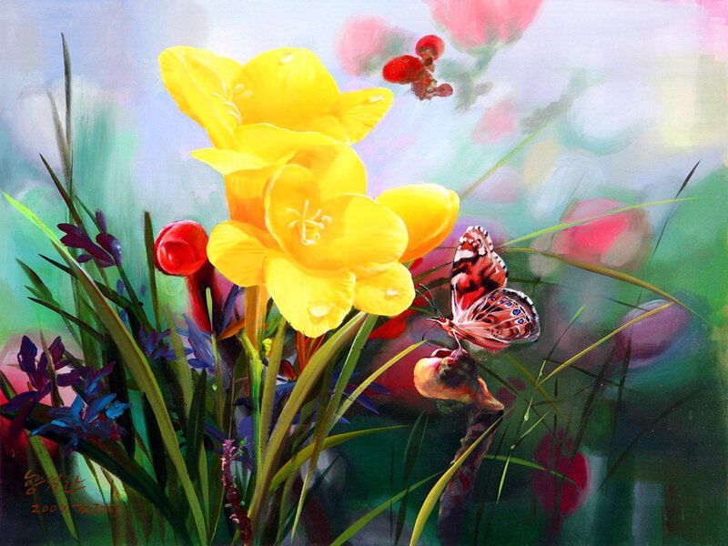 Butterfly on Yellow Flower — Serene, Spring