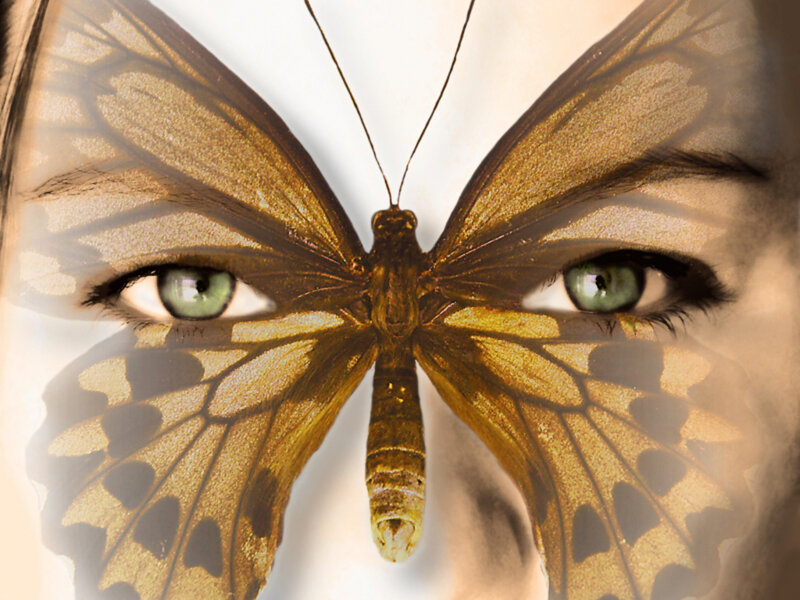 butterfly over eyes