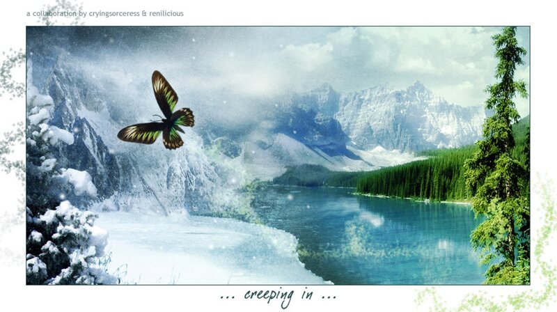 Butterfly over Lake — Blue