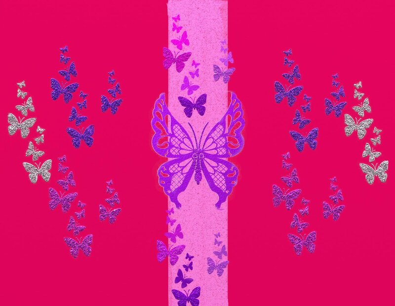 butterfly pattern on pink background