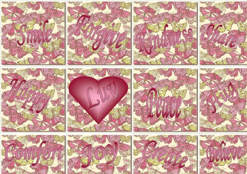Butterfly pattern with positive words