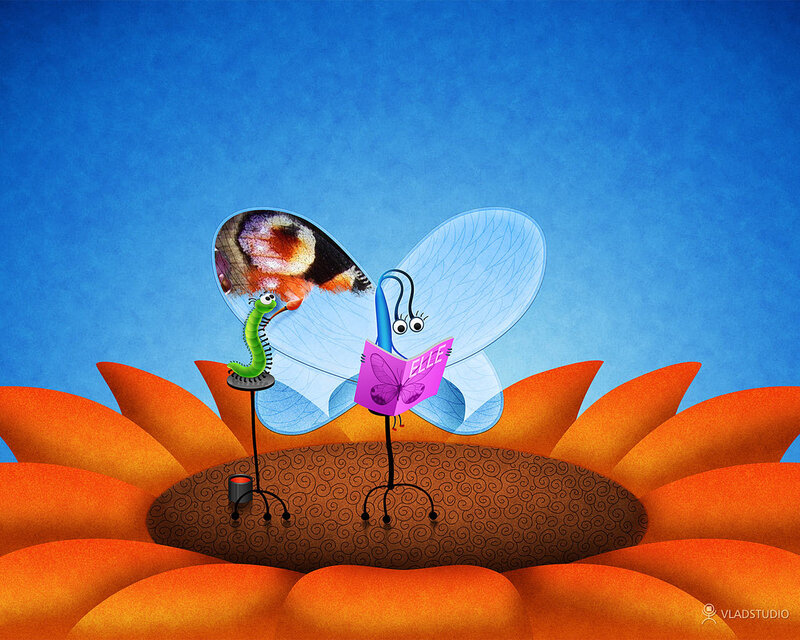 Butterfly reading on a flower