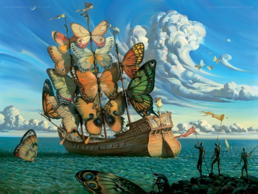 Butterfly ship on the sea