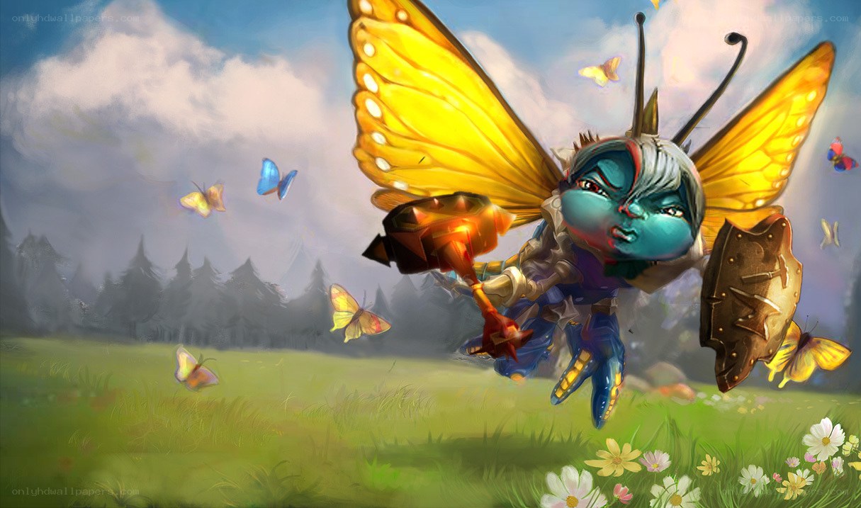 butterfly warrior in a field