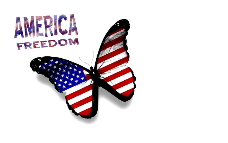 Butterfly with Flag Pattern — Red