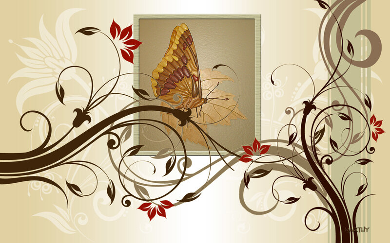 butterfly with floral design