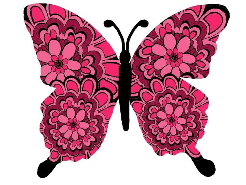 Butterfly with Floral Pattern — Pink