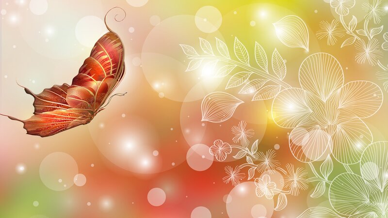 Butterfly with Floral Patterns — Orange, Serene