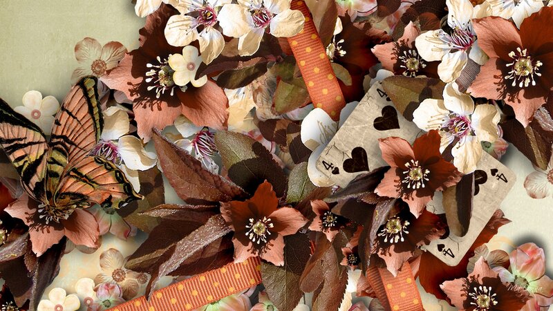 Butterfly with Flowers — Brown, Calm