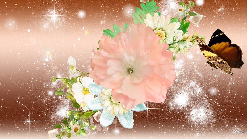 Butterfly with Flowers — Pink, Dreamy