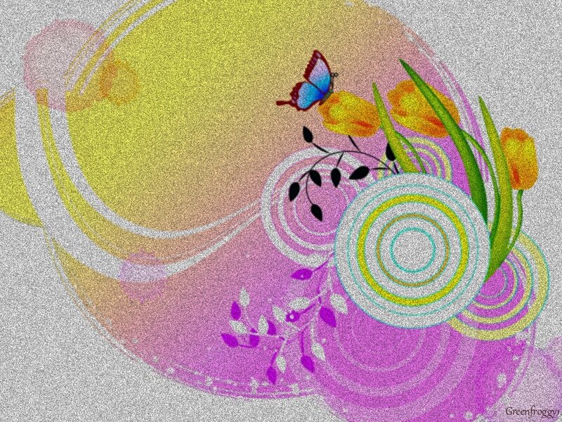 Butterfly with Flowers — Yellow, Playful