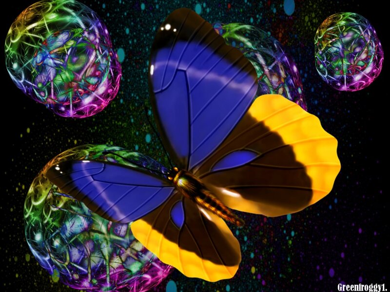 Butterfly with Glowing Orbs — Blue