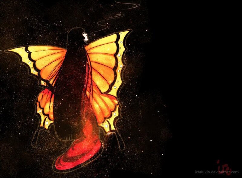 Butterfly with Glowing Wings — Black