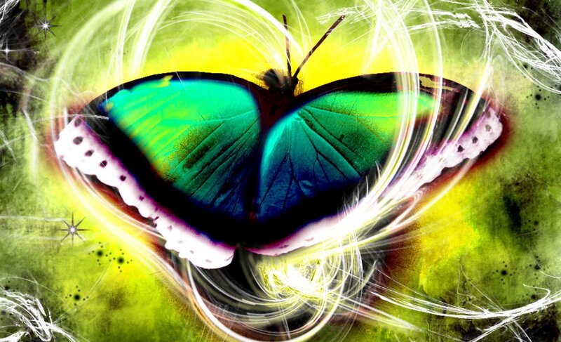 Butterfly with Glowing Wings — Green